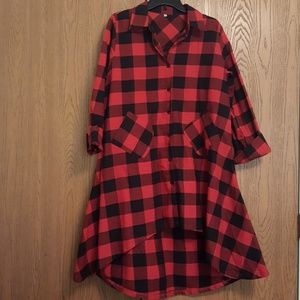 Plaid high low dress